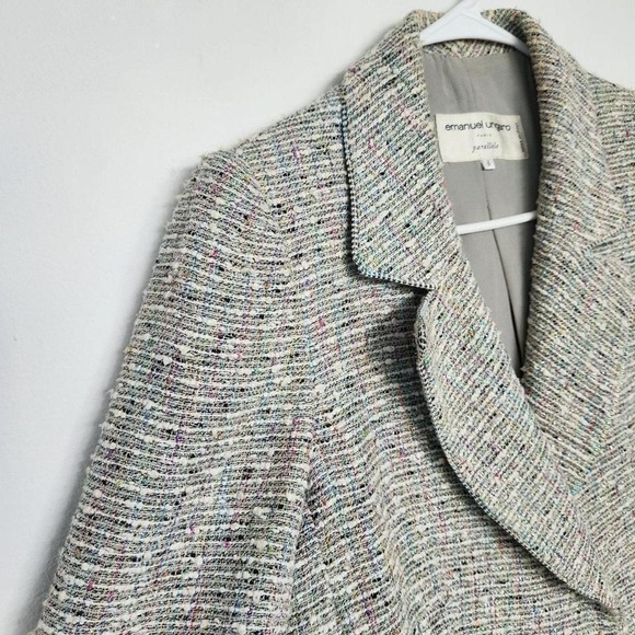Emanuel Ungaro Paris Glitter Tweed Multicolor Blazer 8 Classic Retro Preppy - Picture 4 of 8